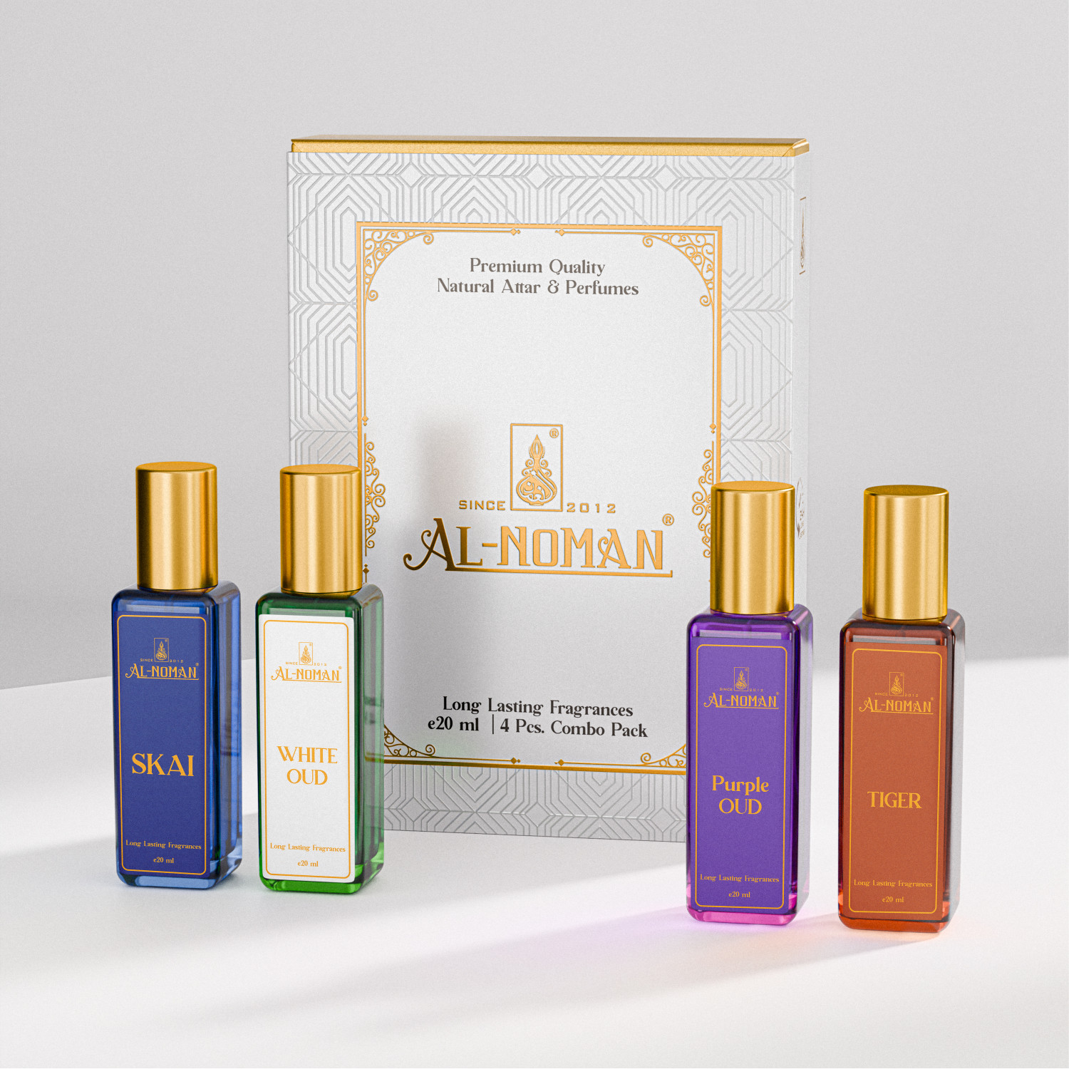 SKAI, White Oud, Purple Oud & Tiger 4 Gift Combo by Al Noman | Premium Long Lasting Perfume Gift Set