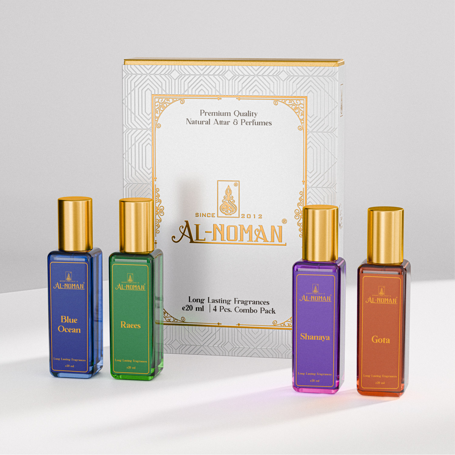 Blue Ocean, Raees, Shanaya & Gota 4 Gift Combo by Al Noman | Premium Long Lasting Perfume Gift Set